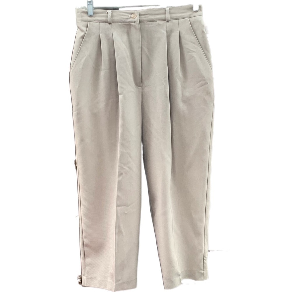 DressBarn Crop Pants Size 14L, 14 Long, Tan Beige, Wear-To-Work Pleated Front